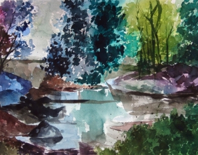 Landscape Series. Untitled 15. Large watercolor 10.5x13